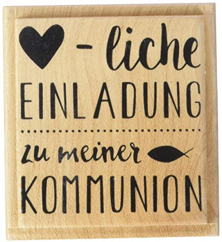 Knorr Prandell 211800170 Knorr prandell 211800170 Stempel aus Holz (Kommunion & Konfirmation) Motivgröße 5,2 x 5,4 cm , Motiv: Herzliche Einladung Kommunion
