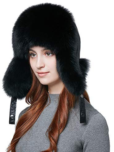BeFur Leder Fellmütze Unisex Winter Fliegermütze Trappermütze aus eicht Fuchs Waschbär Fell M