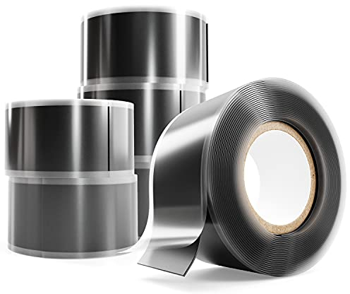 ABSINA greate selbstverschweißendes Isolierband 25 mm x 3 m - 6er Pack Silikonband schwarz für Wasser & Luft - Dichtungsband, Silikon Tape, Reparaturband, Elektro, Isoband Elektriker, Industrieband