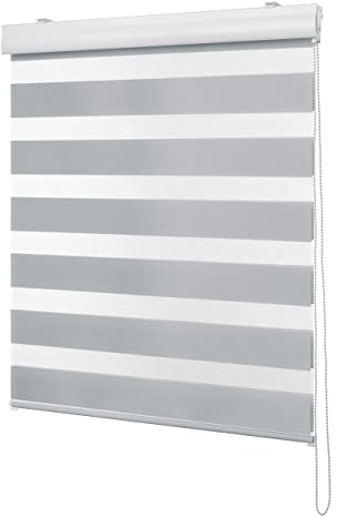 Ventanara® Doppelrollo Hellgrau mit Kassette Weiss Matt Duorollo Rollo Rolljalousie viele Größen (100 x 160 cm, Hellgrau/Kassette Weiss Matt)