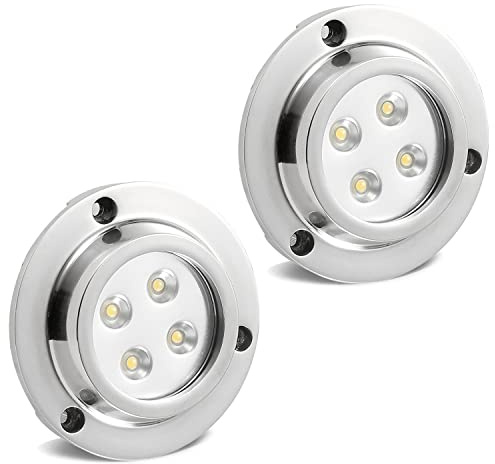 CHNXU 2er set Unterwasserbeleuchtung Wasserdichte IP68 Pool Licht Runde 400LM 10W LED Teichbeleuchtung Unterwasserstrahler für Boote Aquarium Brunnen oder Teich mit 12V Netzteil, Kühles Weiß