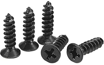 sourcing map 100Stk. M4x16mm Holzschrauben Kreuzschlitz Flachkopf selbstschneidend schwarz