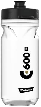 POLISPORT 8644800016 - Bidón C600 de Ciclismo de 600ml Botella de Agua para Ciclistas Bicicleta Sin BPA en Color Transparente/Negro/Negro