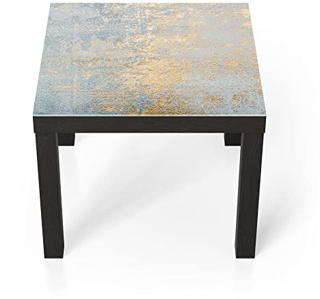 DEQORI Glastisch | schwarz klein 55x55 cm | Motiv Wand mit Gold-Struktur | ausgefallener Beistelltisch aus Glas | Hochglanz Couchtisch fürs Wohnzimmer | moderner Couch Tisch mit Design