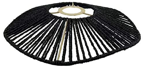 MagiDeal Lampenschirm aus geflochtenem Seil, rustikale Deckenlampenschirm-Laterne, handgefertigte Stehlampe, Droplight, Boho-Lampen-Anhängerschirm für, Schwarz