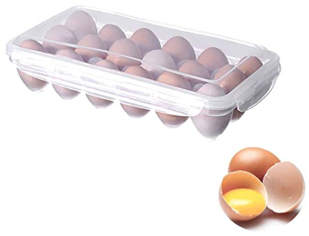 Labstandard Eierbox 10, 18 Gitter Transparent Kunststoff Eierbehälter für Kühlschrank Stapelbar Tragbare Ei Aufbewahrungsbox mit Deckel Ei Halter Eierablage Ei Organizer (18 Gitter)