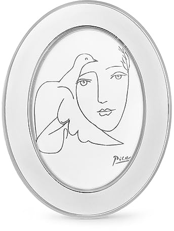 SWTHONY Oval 5 x 7 Picture Frames, Silver Modern 5 by 7 Photo Frame with High Definition Glass Front
