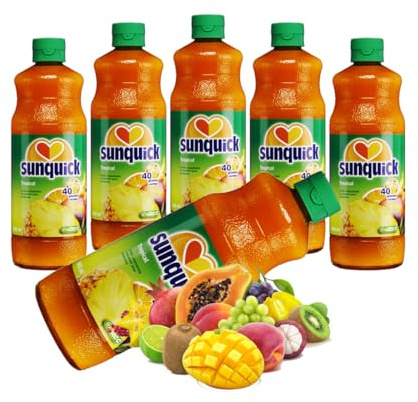 Tropical Fruit Juice Concentrate, Natural Ingredients, Six 700ml Bottles, Makes 210 Total Glasses
