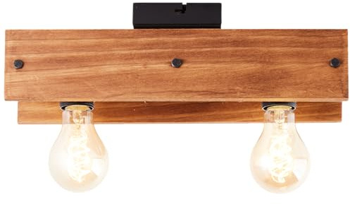 Lightbox Balken Deckenlampe im Landhaus Stil - 12 x 38 x 14 cm - dekorative | Deckenlampe, 12 x 38 x 14 cm, 2 x E27, max. 42 W, Metall/Holz