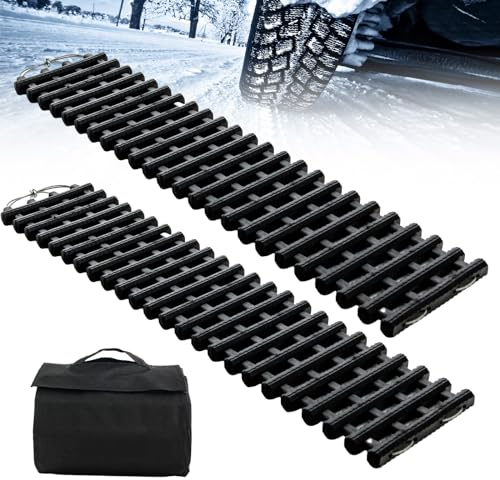 GOPLUS Recovery Board Offroad Tracks, 2er Set Anfahrhilfe, S/M/L Traktionshilfe mit Tragetasche, Traktionsmatte Auto bei Schnee Schlamm Sand, für SUV & Pickup (98 x 21 cm)