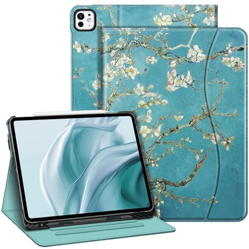 Fintie Hülle für für iPad Pro 13 Zoll (M5/M4) 2025/2024, Mandelblüten