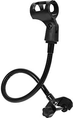Toyvian Mic Stand and Wide Microphone Compatibility, Tv Station for Adjustable with Goose Neck Clip-on Bracket Black Microphone Rack Hands-free Use Home Use