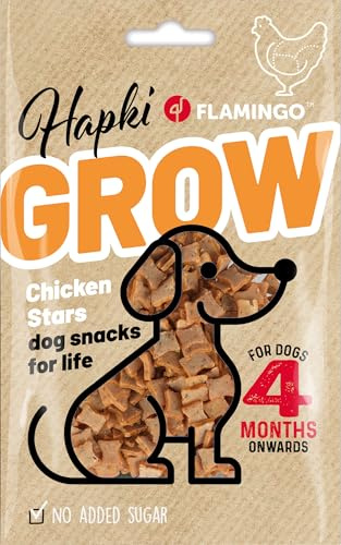 Flamingo Leckerli Hundewelpe – Hapki Grow Sterne mit Huhn – 85g – speziell für Welpen ab 4 Monaten – ohne Zuckerzusatz