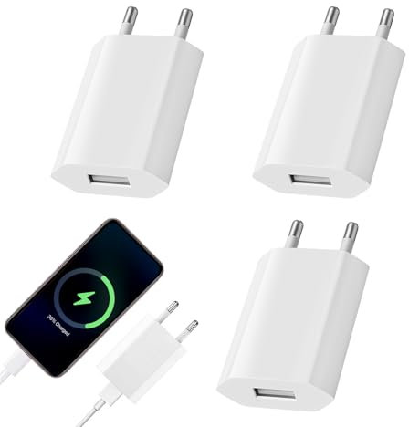 Okaywork Presa USB - 3 Pack caricatore USB adattatore di alimentazione USB, caricatore rapido/adattatore presa USB universale per telefono cellulare, fotocamere, auricolari, lampade da scrivania,