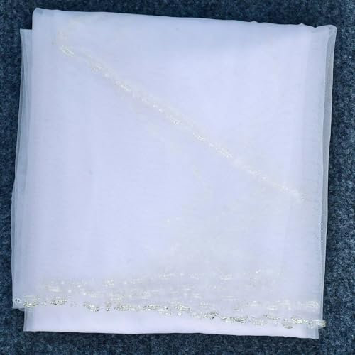 EOMO Lange Brautschleier aus Spitze, Brautschleier mit Perlen und Kristallen sowie Pailletten am Rand, Brautschleier mit Kristallperlen for die Hochzeit.(100cm)