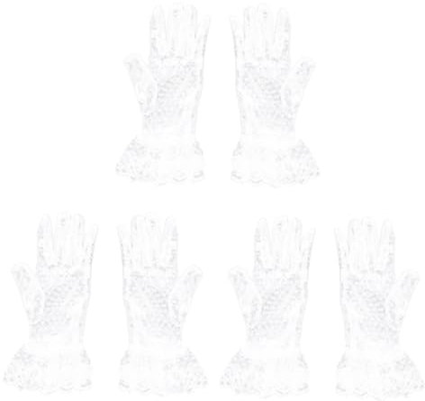 SOIMISS 3paare Elegante Spitzenhandschuhe Für Hochzeiten Weiße Kurze Brauthandschuhe Für Damen Stilvolle Accessoires Für Hochzeitsfeiern Partys Und Besondere Anlässe