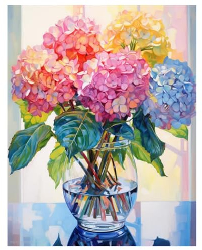Mandun Art Hortensie Diamond Painting Erwachsene Blume Diamant Painting Full DIY Diamant Kunst Malerei Stickerei Set Home Wand Dekor Geschenk 30x40cm
