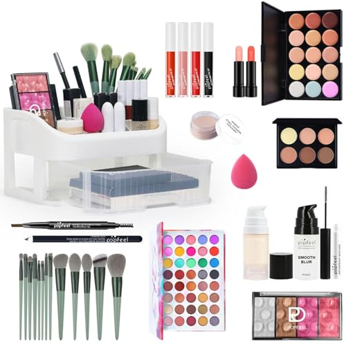 JasCherry Kit de Maquillage Complet Coffret Ensemble-cadeau de Maquillage Xmas Makeup Gift Set avec Palette de Fards à Paupières, Rouge à Lèvre, Pinceaux, Correcteur, Mascara, Fard à Joues, Poudre