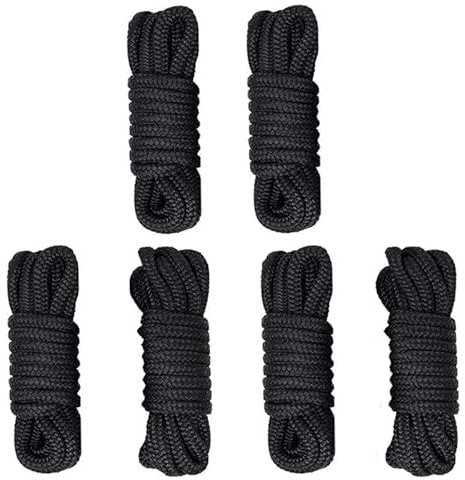 Vertäuungsseil Für Boot 6 Stück doppelt geflochtene Dockleine aus Nylon for Boote, Marine, 3/8 Zoll, 16,5 Fuß, Bootsseile und -Binder for Andocken mit 12-Zoll-Schlaufe for Festmachen Boot Fenderleine