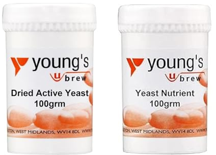 Young's Dried Active Yeast & Yeast Nutrient – Home Wine Making 2 Pack | Active Dry Yeast & Yeast Nutrient Wine Making - 100g Dried Yeast & 100g Nutrient for Reliable Homemade Wine Fermentation