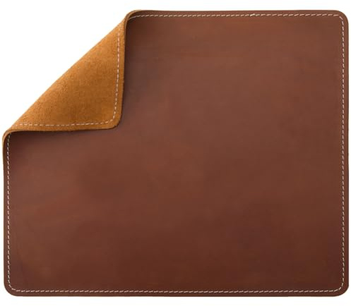 GORGECRAFT Kohud musmatta fullkorn äkta läder med sydd kant vattentät halkfri för hemmakontor stationär dator nödvändigheter kokosbrun 20 x 24 cm