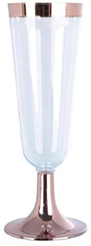 KWMAEEUID Bicchiere da Vino in Vetro, da Champagne, 6 Pezzi, con Bordo in plastica, per Gelato al Vino Rosso, degustazione in Oro Rosa, Dessert (Oro Rosa 150 ml)