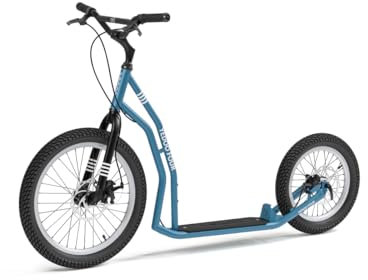 YEDOO Four Y40 Tretroller - bis 150 kg, mittelgroßer, Stabiler Kickscooter mit Scheibenbremsen und 20/16 Lufträdern - Dogscooter für Erwachsene, für Natur und urbanes Off-Road. Blau