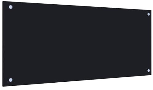 Myheimly Küchenrückwand Spritzschutz Fliesenspiegel Glasplatte Rückwand Herdspritzschutz Wandschutz Herd Küche Hartglas Schwarz,90 x 40 cm