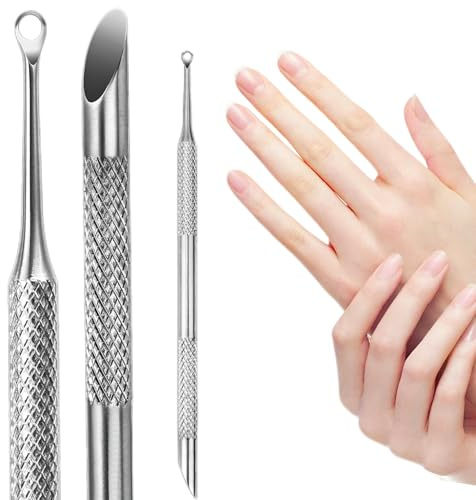 Skötsel putsborttagare manikyr nagelband pusher verktyg – rostfritt stål, ögla och fasat huvud, lyfter och tar bort nagelband (1-i-2)