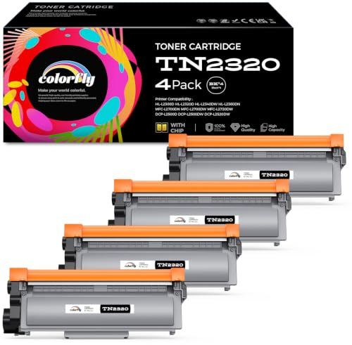 colorfly TN2320 TN2310 Kompatibel mit Brother TN-2320 TN-2310 | Kompatibel mit Brother MFC-L2700DW HL-L2340DW HL-L2360DN HL-L2300D DCP-L2500D DCP-L2520DW HL-L2365DW MFC-L2720DW, 4 Pack