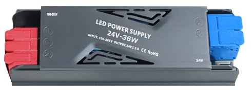 YOODI Fuente Alimentacion 24V 36W 1,5A Transformador 220V a 24V, Ultrafino LED Driver, Controlador LED de Voltaje Constante AC 220V a 24V, Transformador LED para Tira LED Luces de Interior