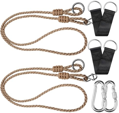 2 Unidades de Corde per Altalene Columpio Cordón Cuerdas de 1.7m con Cintas de Conexión, Resistente al Desgaste Alta Capacidad de Carga Instalación Rápida y Fácil para Columpios, Hamacas Camping