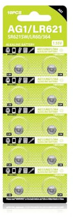 Lot de 10 piles bouton AG1 SR621SW pour montre 1,55 V LR621 LR60 SR60 SR60 alcaline pour horloge électronique