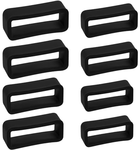 Mikovivi 8pcs Watch Band Keepers, 16/18/20/22mm Silicone Waterproof Watch Band Fastener Strap Holder Loop Retainer Replacement Part for Smart Sport Watchers and More (Black)