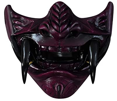 Halloween Scary Oni Maske Halbmaske Samurai Masken Teufel Dämon Kabuki Latex Mask Japanisch Prajna Hannya Gruselig Masks Horror Lila Kinder Erwachsene Mask Halloween Haloween Costume
