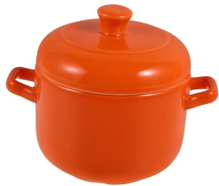 Amosfun Guiso Cazuela de Barro de Olla de Cerámica para Guisar con Tapa para Cocinar al Vapor Guisos y Sopas para Cena Casera