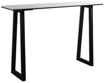Bartabeller 160 cm enkelt långt barbord med metallram, rektangulärt högt bord for kök, matsal och vardagsrum Bar Bordets Högbord(Vit)
