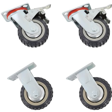 Schwerlastrollen 4 Stück Industrierollen Jede 250kg Tragfähigkeit Größe 12.7cm für Möbeln Werkstätten Industrieanlagen Lagerhäusern Usw 2 Lenkrollen 2 Universalrollen