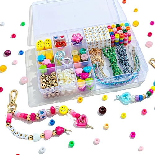 Schlüsselanhänger Bastelset 421-teilig, DIY Set mit Perlen, Buchstaben A-Z, Acryl-Herz Blume Stern Anhänger, Kreatives Geschenk für Jedermann
