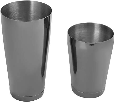 ERYUE Coctelera Boston de Acero Inoxidable, Juego de Coctelera para Barman, Boston Pulida con Espejo para Bares, Cafeterías, Familias, Lata Cóctel Acero Inoxidable 304, Plata, 2 X Taza (Negro)