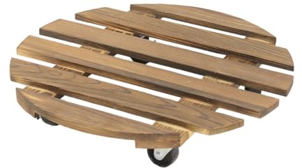 Generisch Pflanzenroller Holz Set Rund 25-40 cm, Rollbrett Pflanzen - 120 Kg belastbar, Indoor & Outdoor Blumentopf Untersetzer mit 360° Drehrollen, für Schwere Blumentöpfe und Pflanzenständer (25cm)