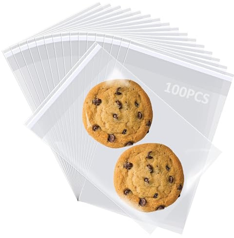 HUZNA Lot de 100 Sachets en Plastique Transparents Refermables de 17 x 20 cm,Sacs Hermétiques,Épais et Durables,pour Toast, Pain, Petits Pains, Bijouterie,Confiserie,Composants Électroniques