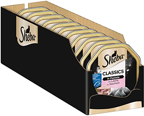 SHEBA Schale Nassfutter für Katzen Classics in Pastete mit Lachs 2 x 11 x 85g