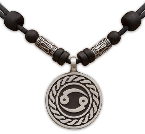 HANA LIMA 1 von 12 Sternzeichen Tierkreiszeichen an verstellbarer Lederkette mit Edelstahlperlen Horoskop Horoscope Halskette Surferkette