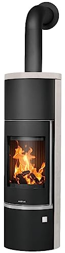 Justus 5694 89 Faro Aqua 2.0 Wasserführender Kaminofen Stahl Schwarz mit Kalkstein-Verkleidung/A+