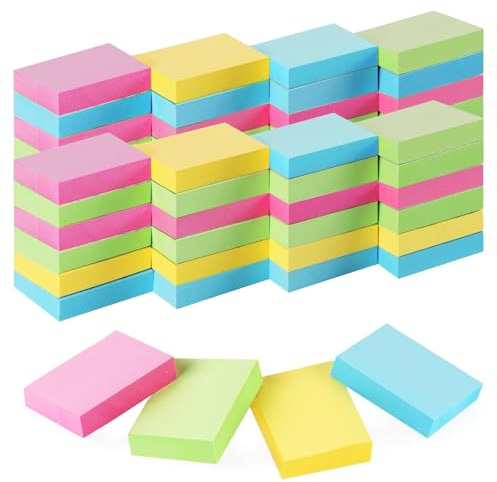Umikk 50 Pack Mini Sticky Notes 1.5x2 in, 5000 Sheets Small Self-Stick Note, 4 Colors Sticky Pad Bulk, Easy to Post for Office, School, Home