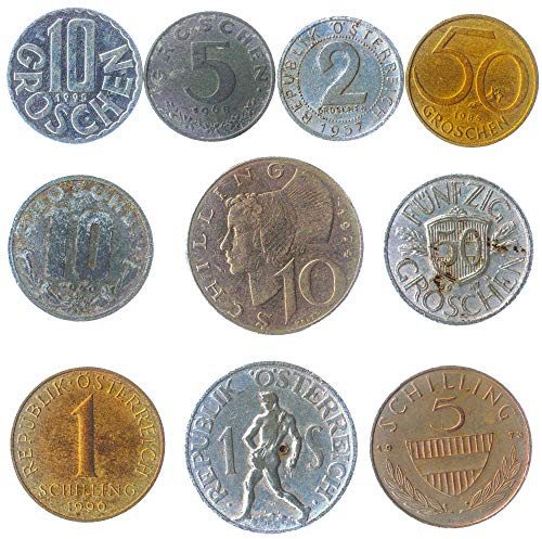 Hobby of Kings 10 Österreichische Münzen 1 Groschen - 1 Schilling Österreich Münzen 1946-2001. Perfekte Wahl Für Ihre Spardose, Münze Inhaber Und Münzenalbum