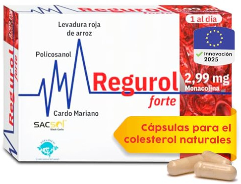 Espadiet Regurol Forte Cápsulas Control Colesterol con Levadura Roja de Arroz, Ajo Negro, Policosanol, Coenzima Q10, Cardo Mariano – Pastillas Naturales Nivelcol Lipid Alto - 30 Capsules