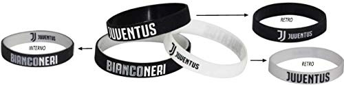 JUVENTUS Set 3 Braccialetti Juve Ufficiale Bambino BIANCONERI BRACCIALI Braccialetto Bracciale Ufficiali in Silicone SET3BRJUBA1345