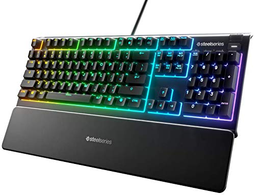SteelSeries Apex 3 - Gaming Tastatur - 10-Zonen RGB-Beleuchtung - Premium magnetische Handballenauflage - Portugiesisch (QWERTY) Layout